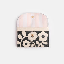 Load image into Gallery viewer, Charcoal Mono Flower Cardholder Coin Purse