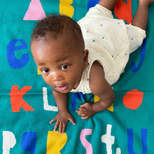 Load image into Gallery viewer, Cotton Knit Stroller/Pram Baby Blanket: ABC Green
