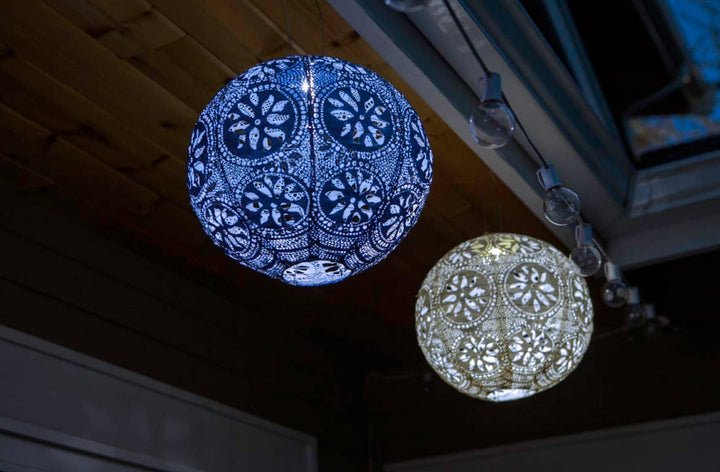 Stella Boho 12" Globe Solar Lantern - Pearl