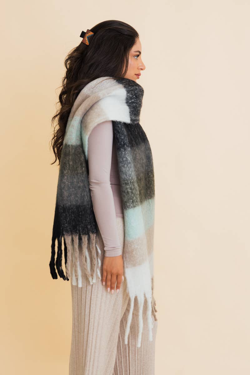 Cozy Breeze Oversized Fringe Scarf - Fall &amp; Winter Essential LT223