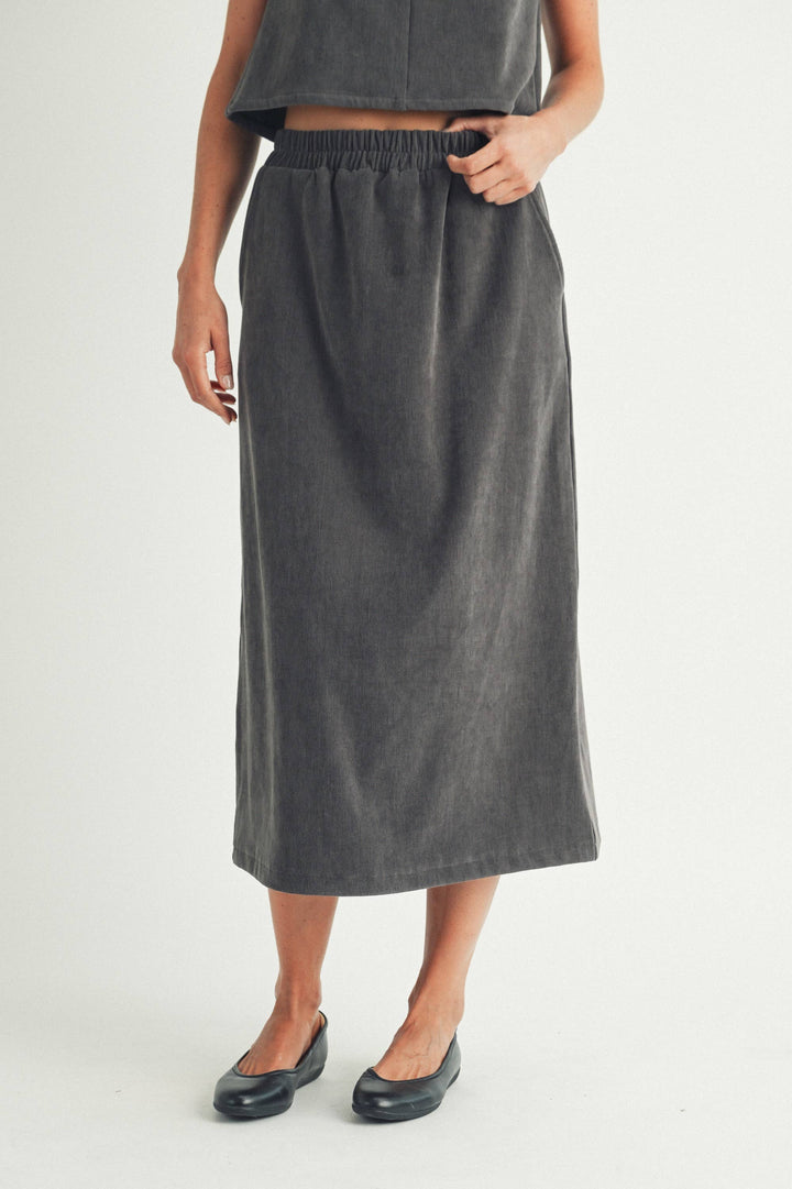 CORDUROY CASUAL MIDI SKIRT