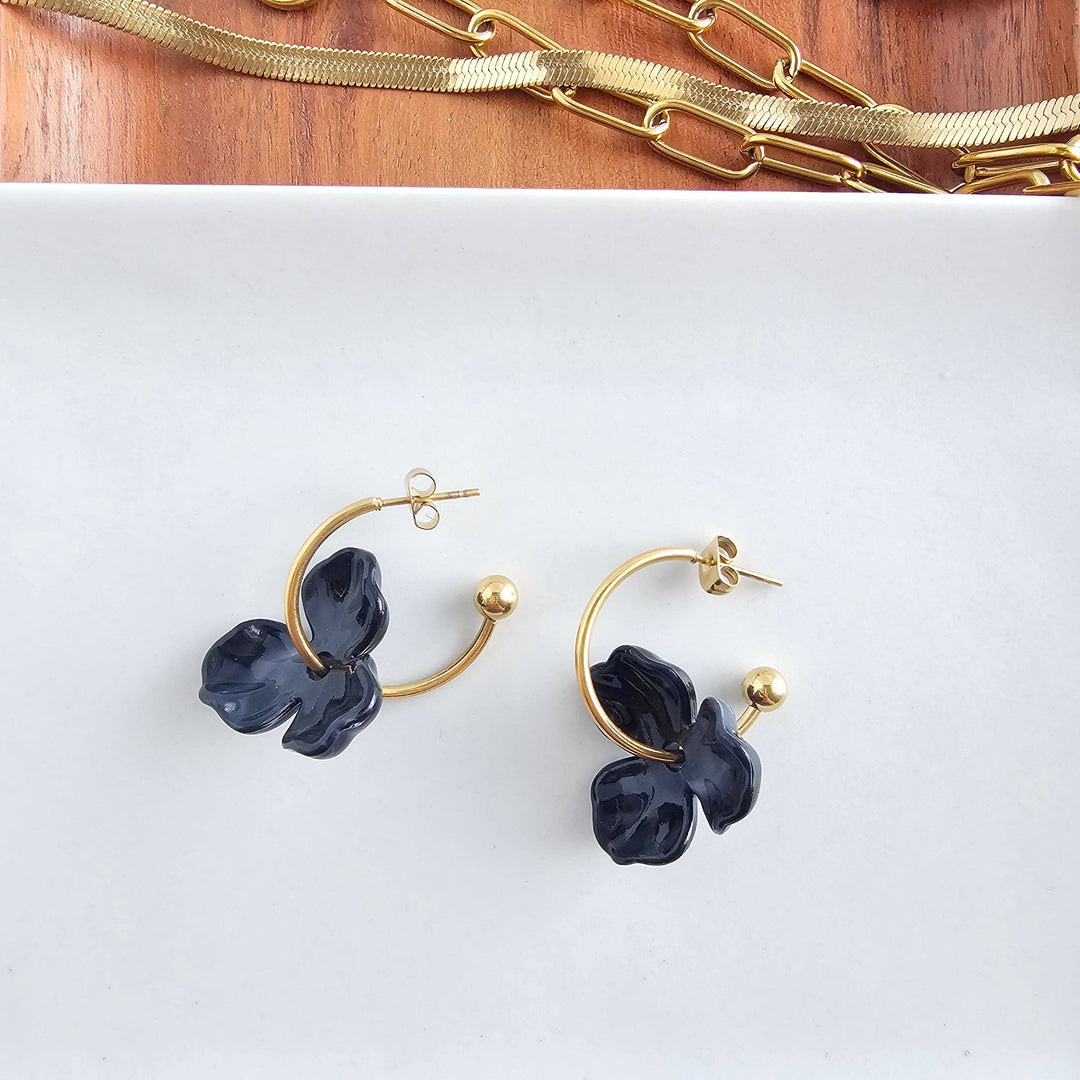 Magnolia Hoops - Black // Jewelry, Earrings, Fall SS237
