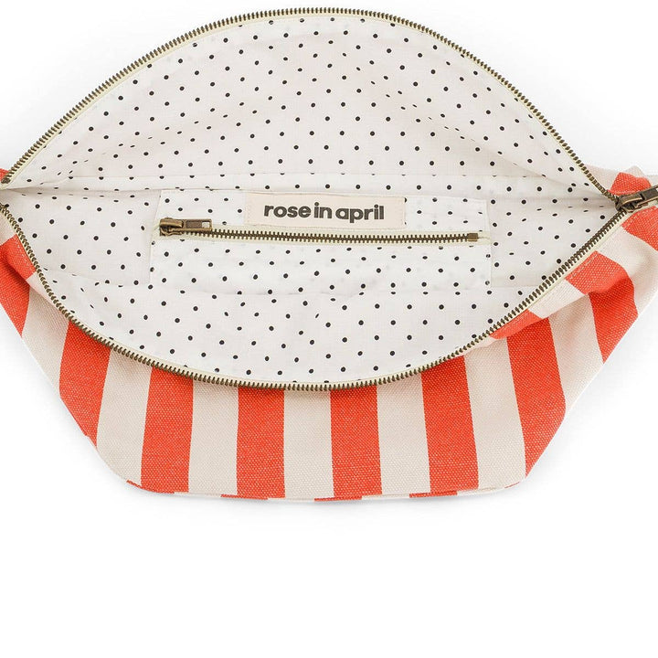 WOMEN BUM BAG STRIPES GREIGE / TOMATO