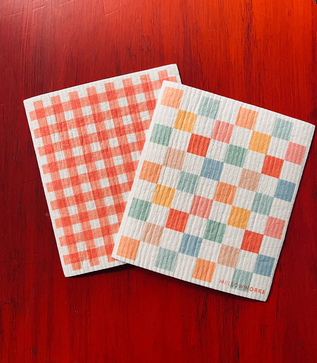 Red Gingham Sponge Cloth MW1