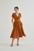 Load image into Gallery viewer, Fiona 100% Linen Wrap Side Tie Dress