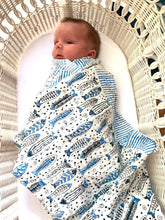 Load image into Gallery viewer, Baby Block Printed Kantha Blanket - Fish Print
