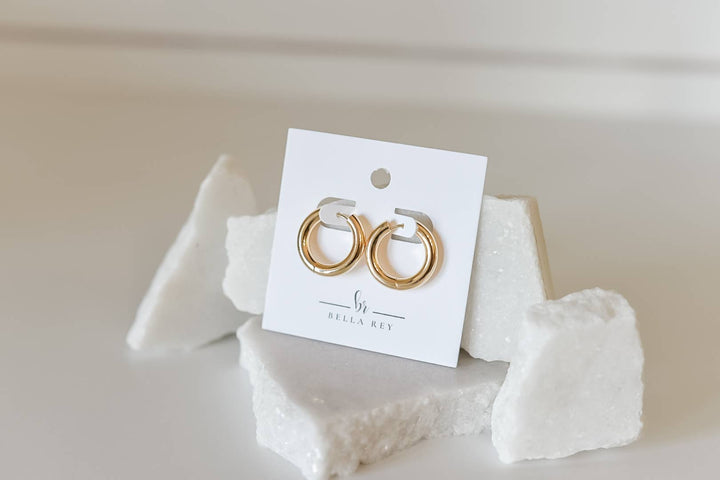Indy 18k gold plated chunky hoops -earrings- hypoallergenic BRE433