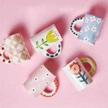 Load image into Gallery viewer, Hand-painted Stoneware Ceramic Mug, Green Flower