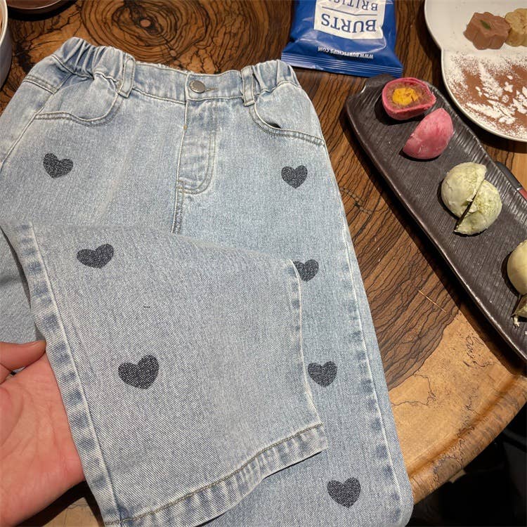 Heart Wide-Leg Denim Jeans 25PS
