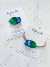 Load image into Gallery viewer, Blue Larkspur Baby Headband l July Birth Month Flower Gift