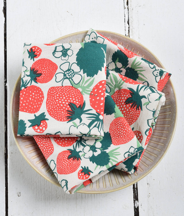 Organic Cotton Strawberry Napkins - 20" x 20" - Set of 4 HH768