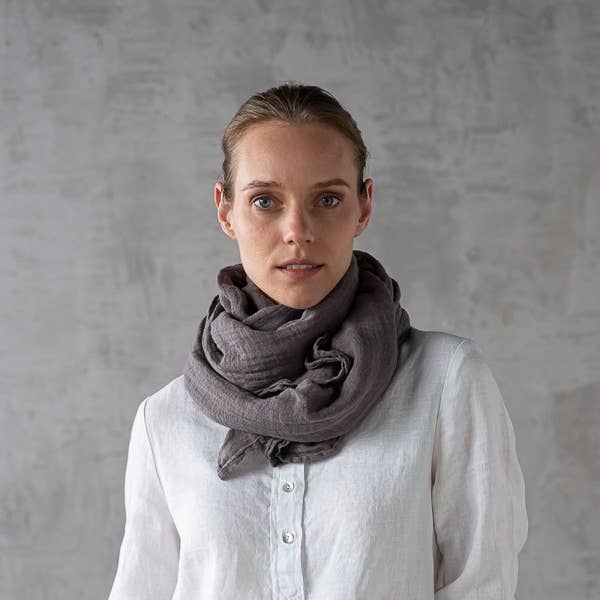 Linen Scarf Steel Grey Garza