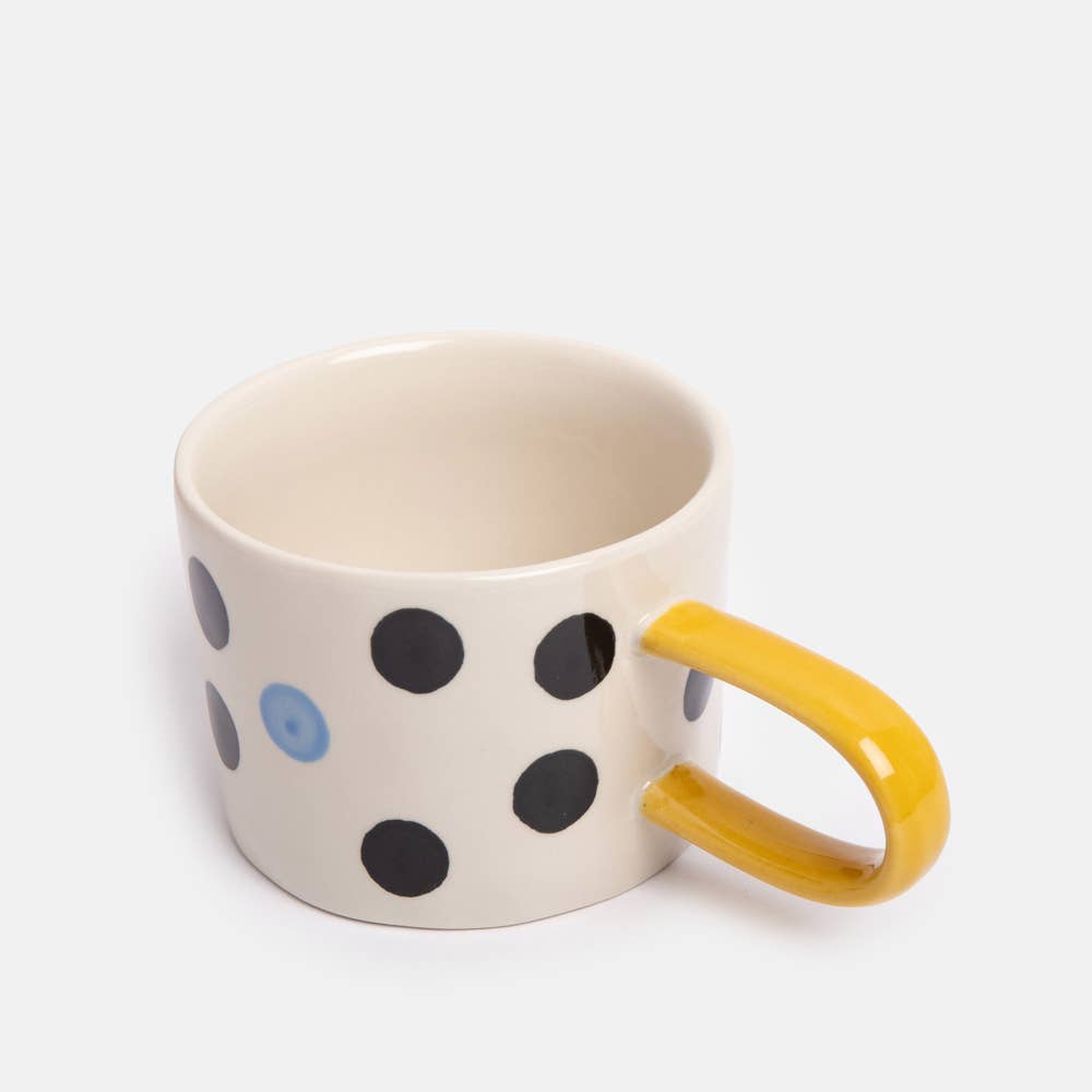 Blue Accent Mono Dotty Ceramic Mug