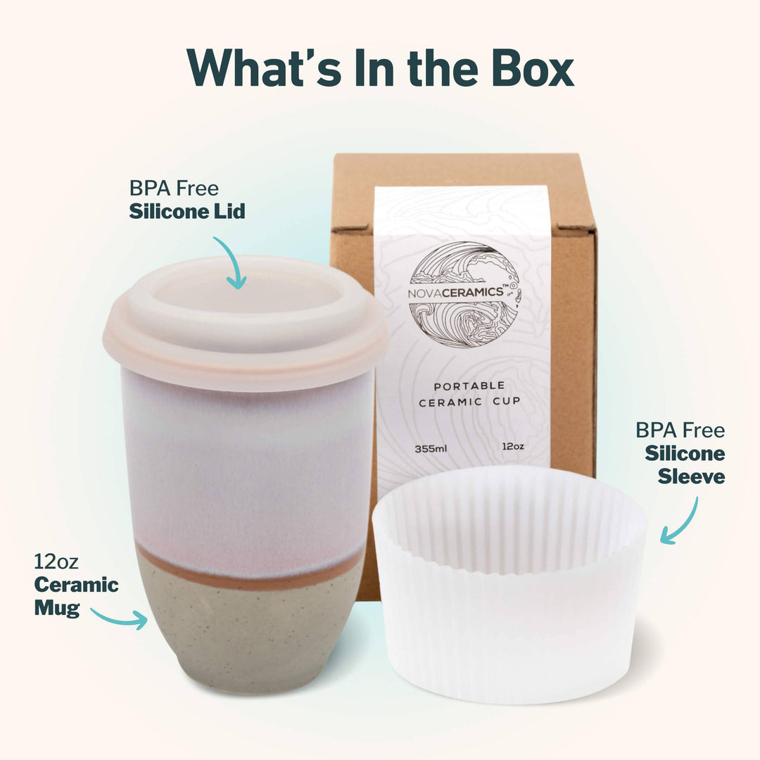 Horizon Ceramic Travel Mug – 12oz with Lid &amp; Sleeve NV98