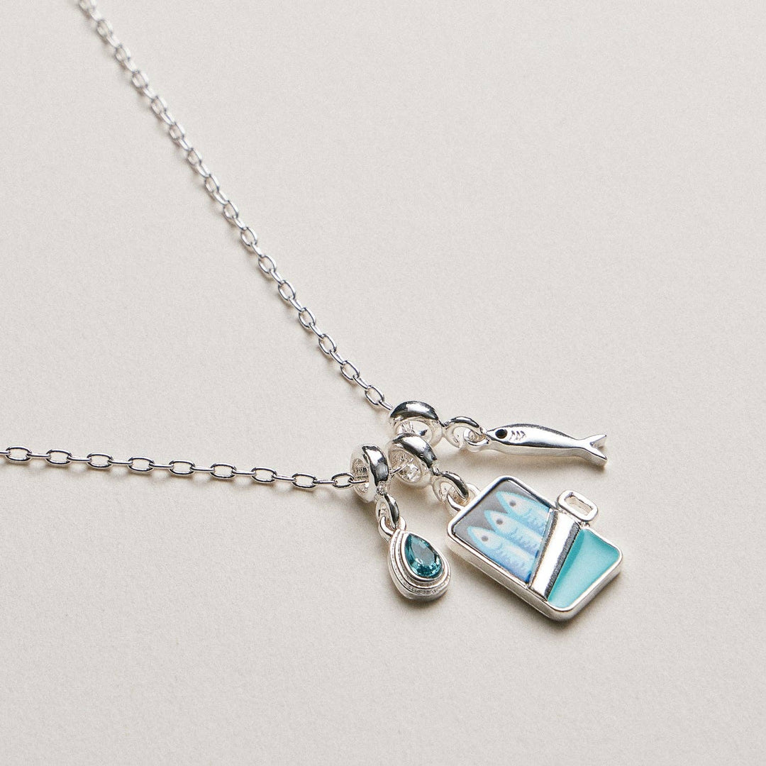 Gold Plated Fish Sardine Can Coastal Charm Necklace FRN24