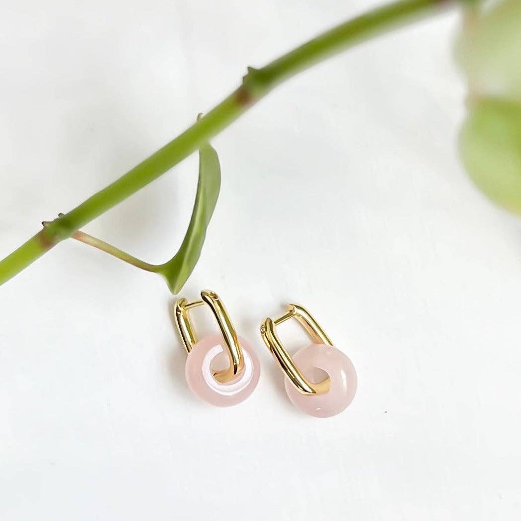 Rose Quartz Hoops NC23
