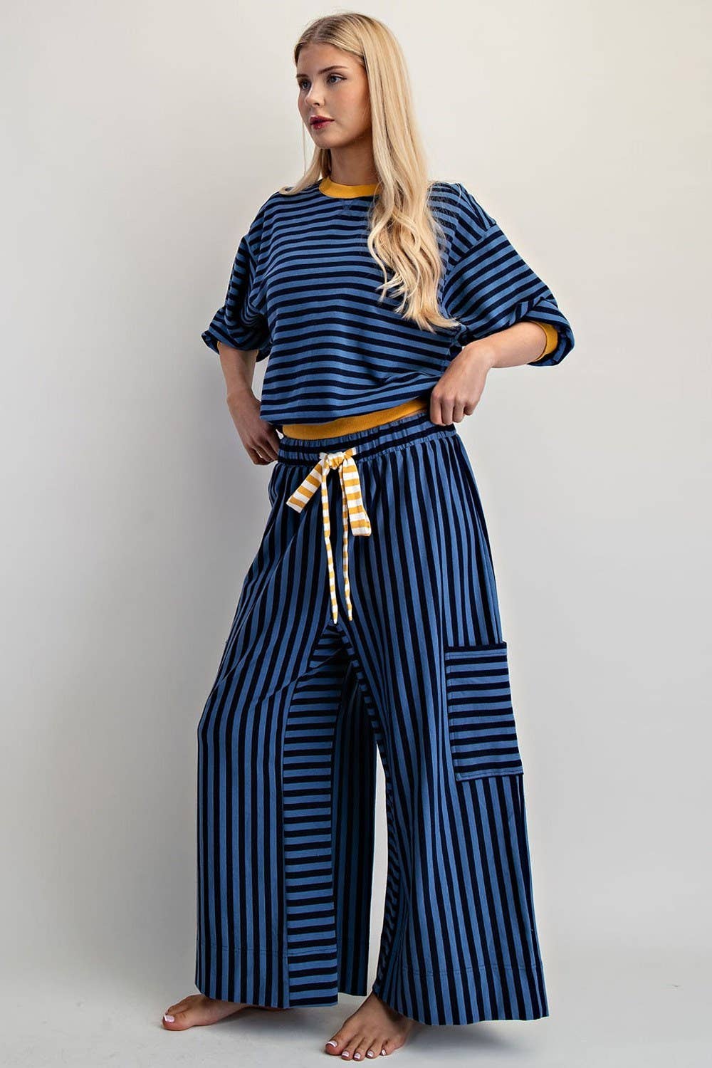 PL7632 - STRIPED SIDE POCKET PANTS
