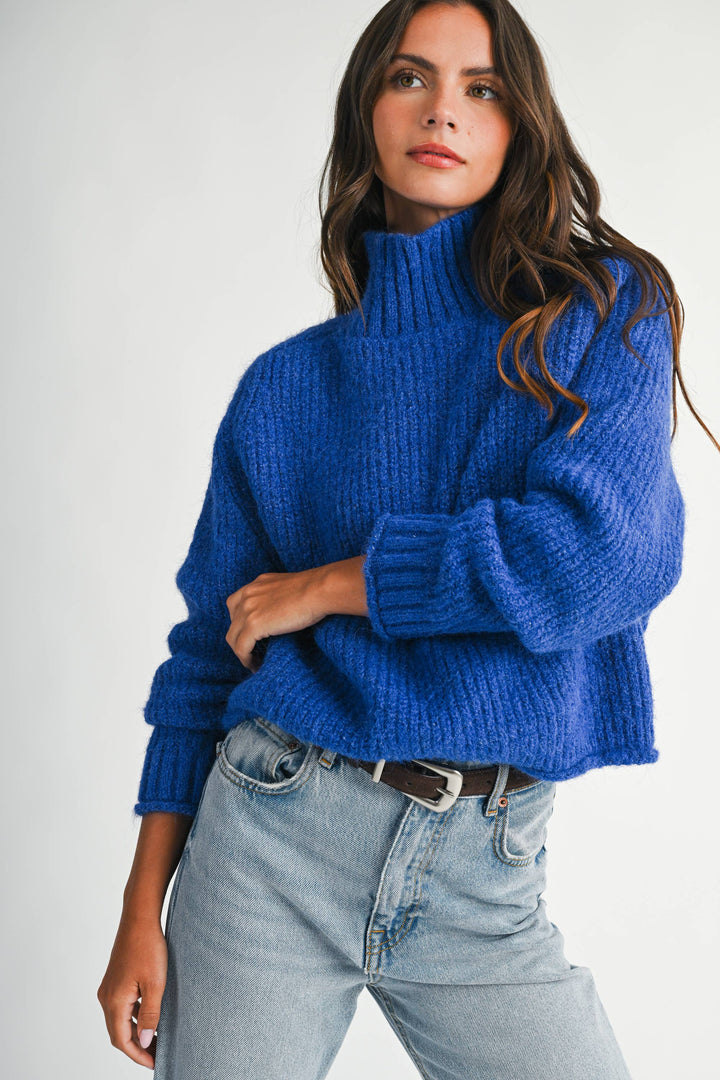 348K Soft Brushed Mock Neck Sweater