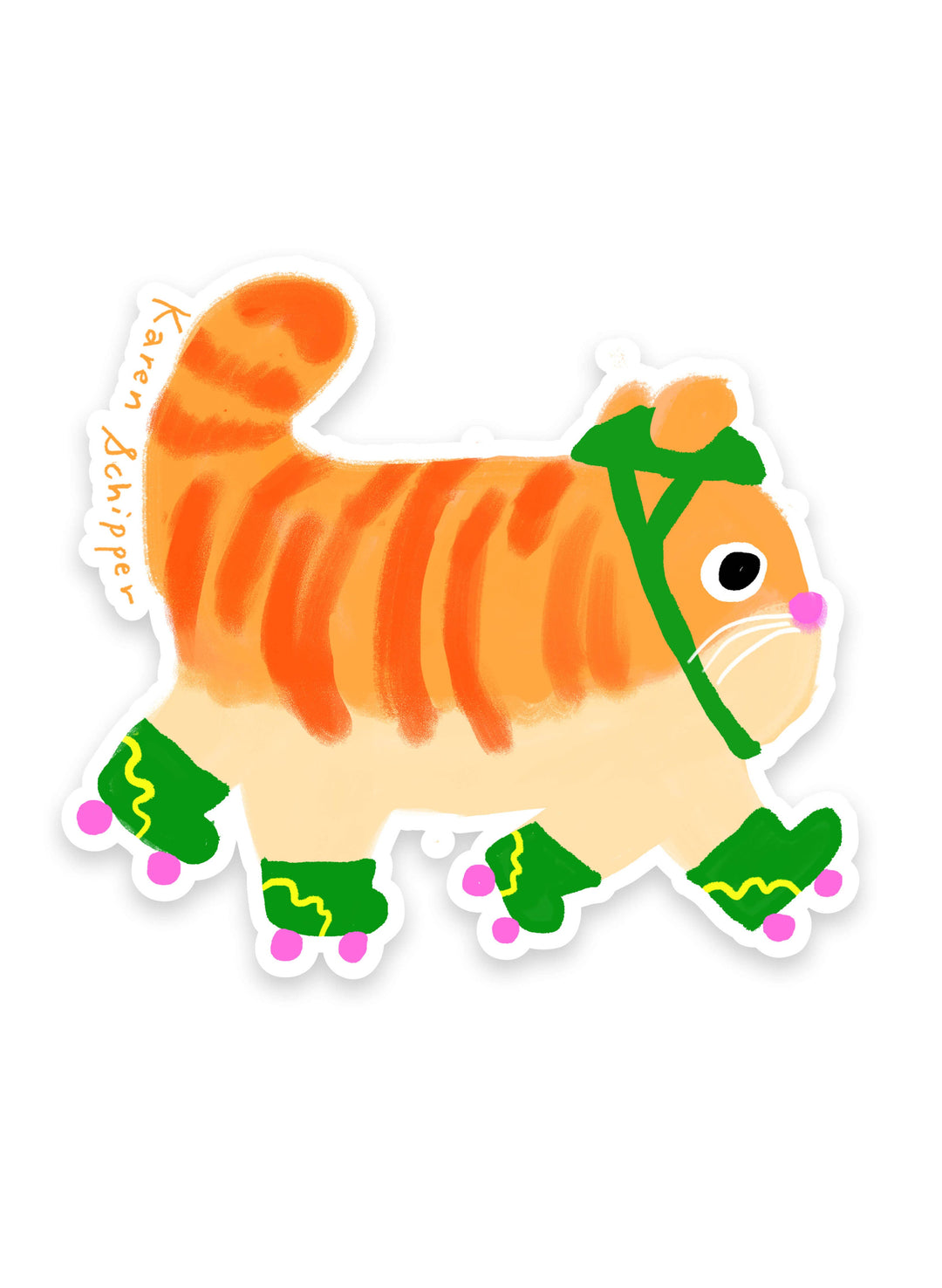 Roller Skate Cat Sticker - Cute Cat Lover Sticker