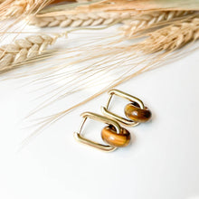 Load image into Gallery viewer, Tiger&#39;s Eye Hoops