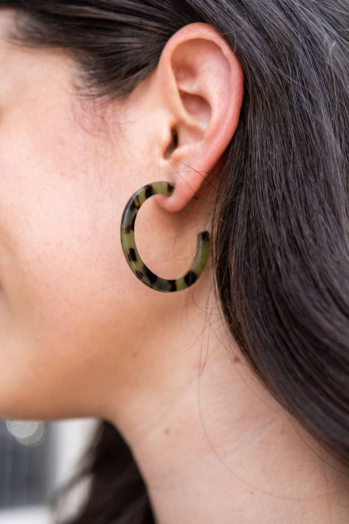 Camy Hoops - Olive Tortoise // Jewelry, Earrings, Fall SS236