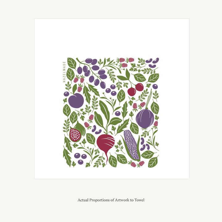 Purple Farmers Market Tea Towel | Cotton Flour Sack Towel
