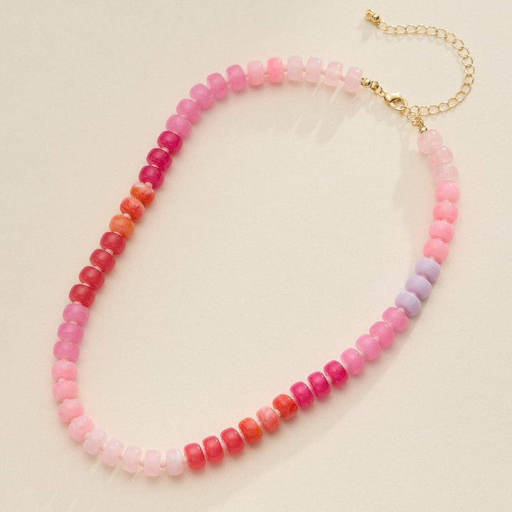 Gradient Color Round Disc Beaded | Necklace FR929