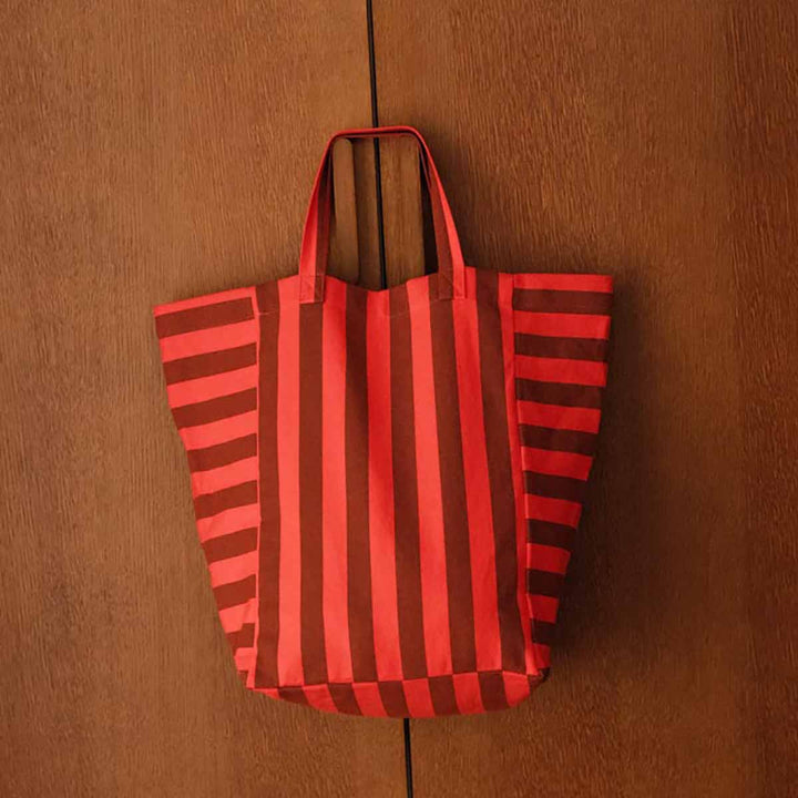ELISABETH TOTE BAG STRIPES BROWN/ TOMATO
