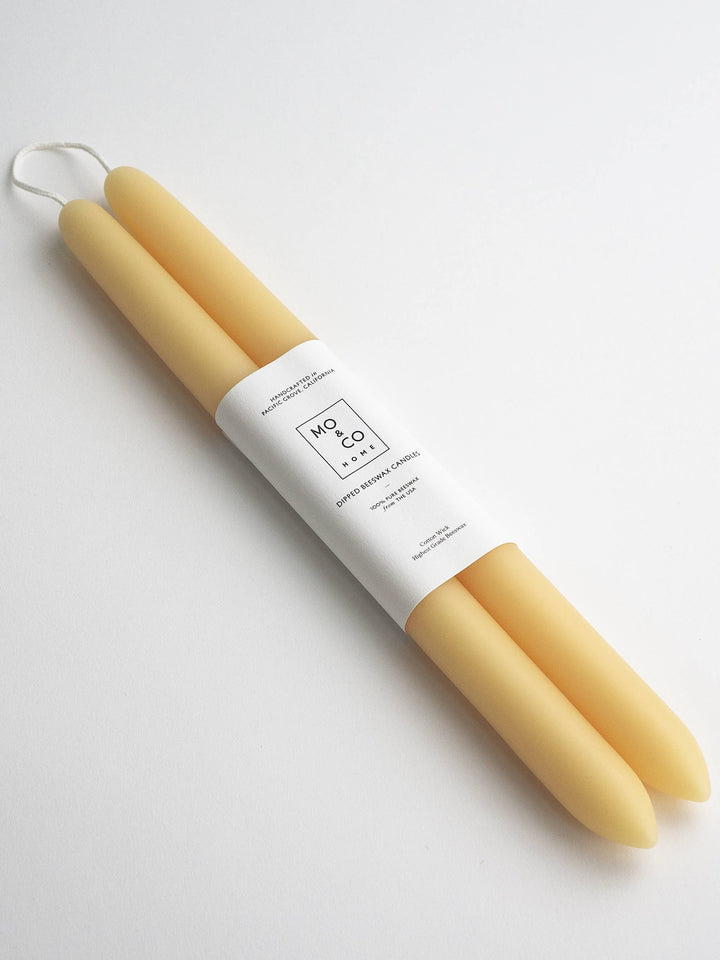Natural Gold | Dipped Beeswax Taper Candles | All Natural