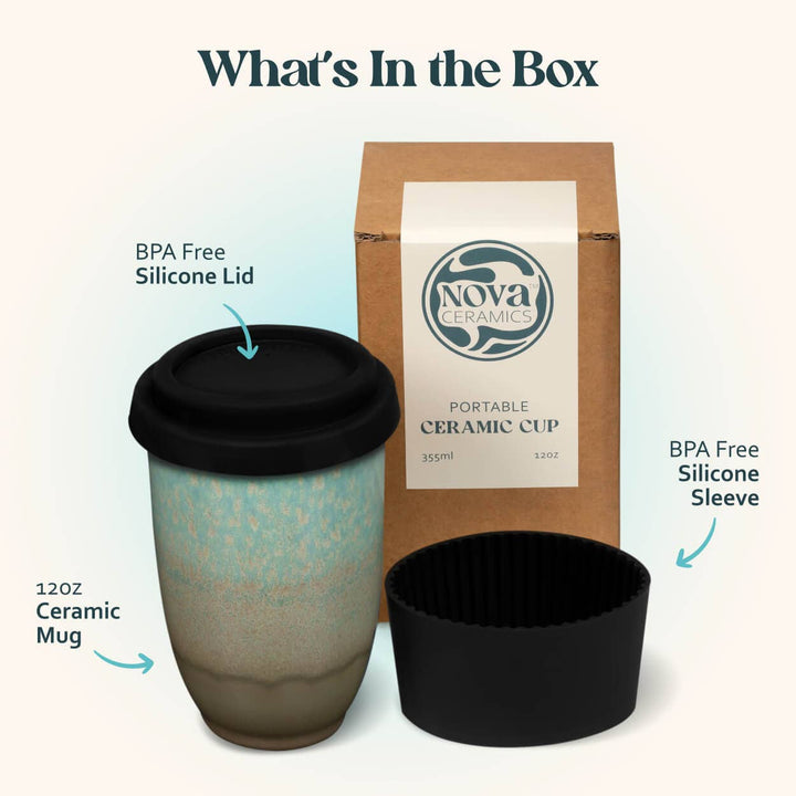 Aurora Ceramic Travel Cup 12oz | Modern Reusable Coffee Mug NV46