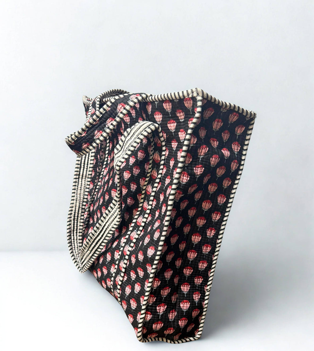 Block Print Quilted Bag ~ Black Rose DVS24