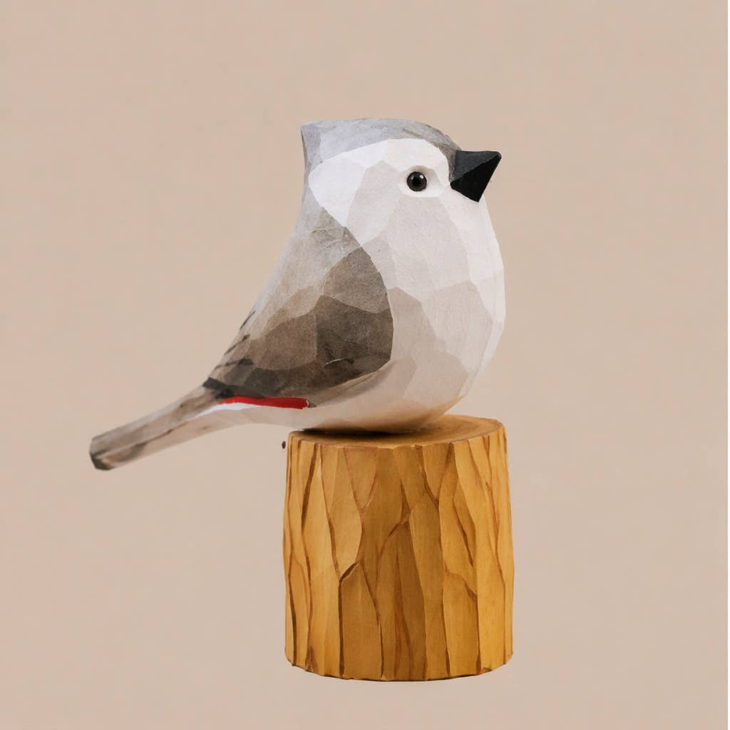 Hand-Painted Carved Wood Bird Figurine