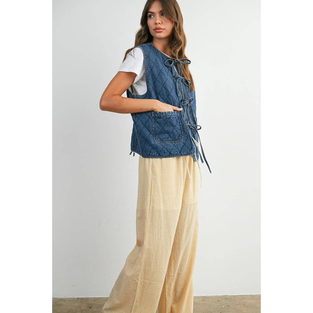 Quilted Tie-Front Vest - BMJ8086