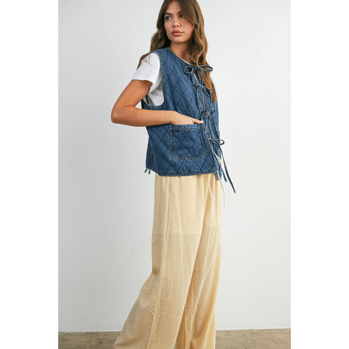 Quilted Tie-Front Vest - BMJ8086