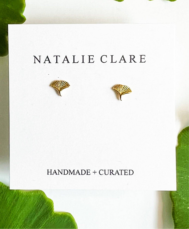 Gold Ginkgo Stud Earrings NC32