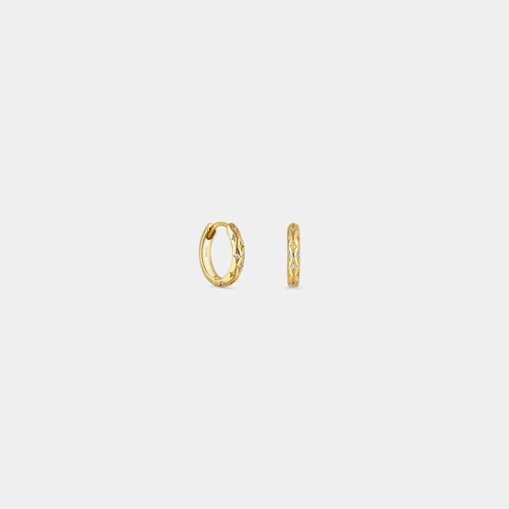 Dainty Gold Star Huggie Hoop Earrings in 925 Sterling Silver