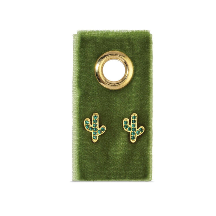 Green Pave Cactus On Velvet Gift Tag SP986