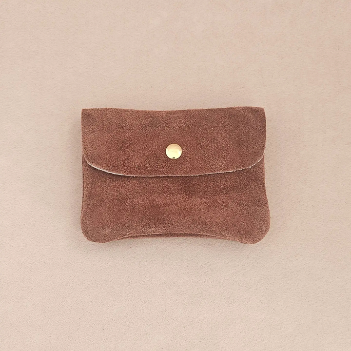 Kangood suede-effect leather coin purse: Pearl grey