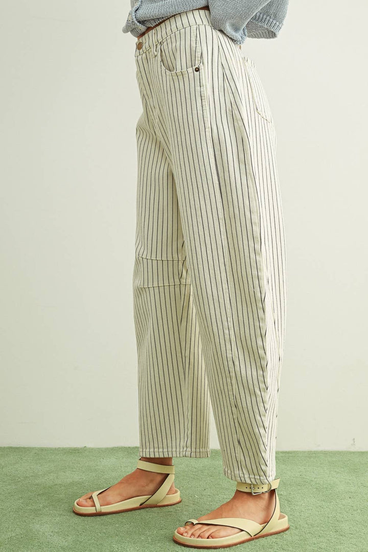 PINSTRIPED BARREL PANTS MM763