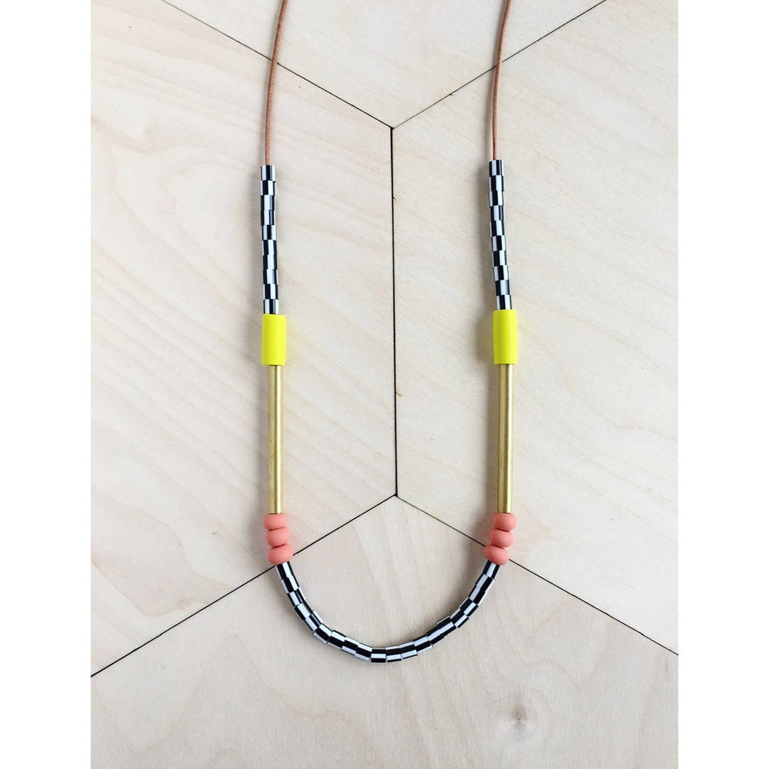 New Memphis Necklace // Yellow and Salmon LAN55