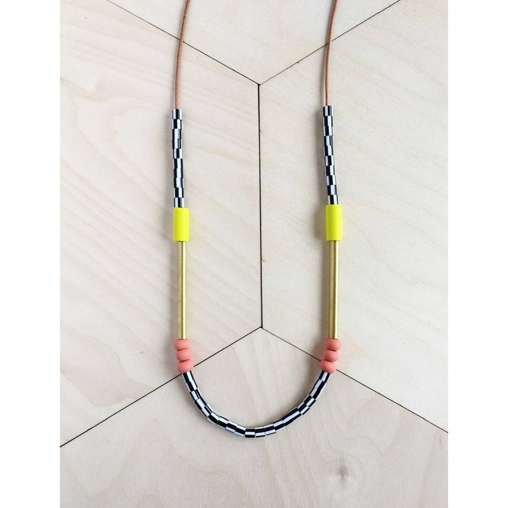 New Memphis Necklace // Yellow and Salmon LAN55