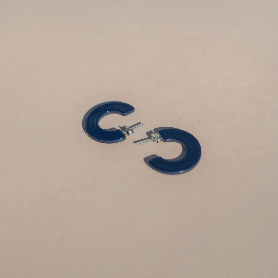 Ray | Navy | Blue Hoop Earrings | New Thinner Style NN28