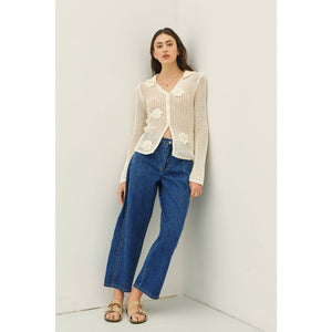 MID RISE BARREL LEG ANKLE DENIM PANTS WITH POCKETS