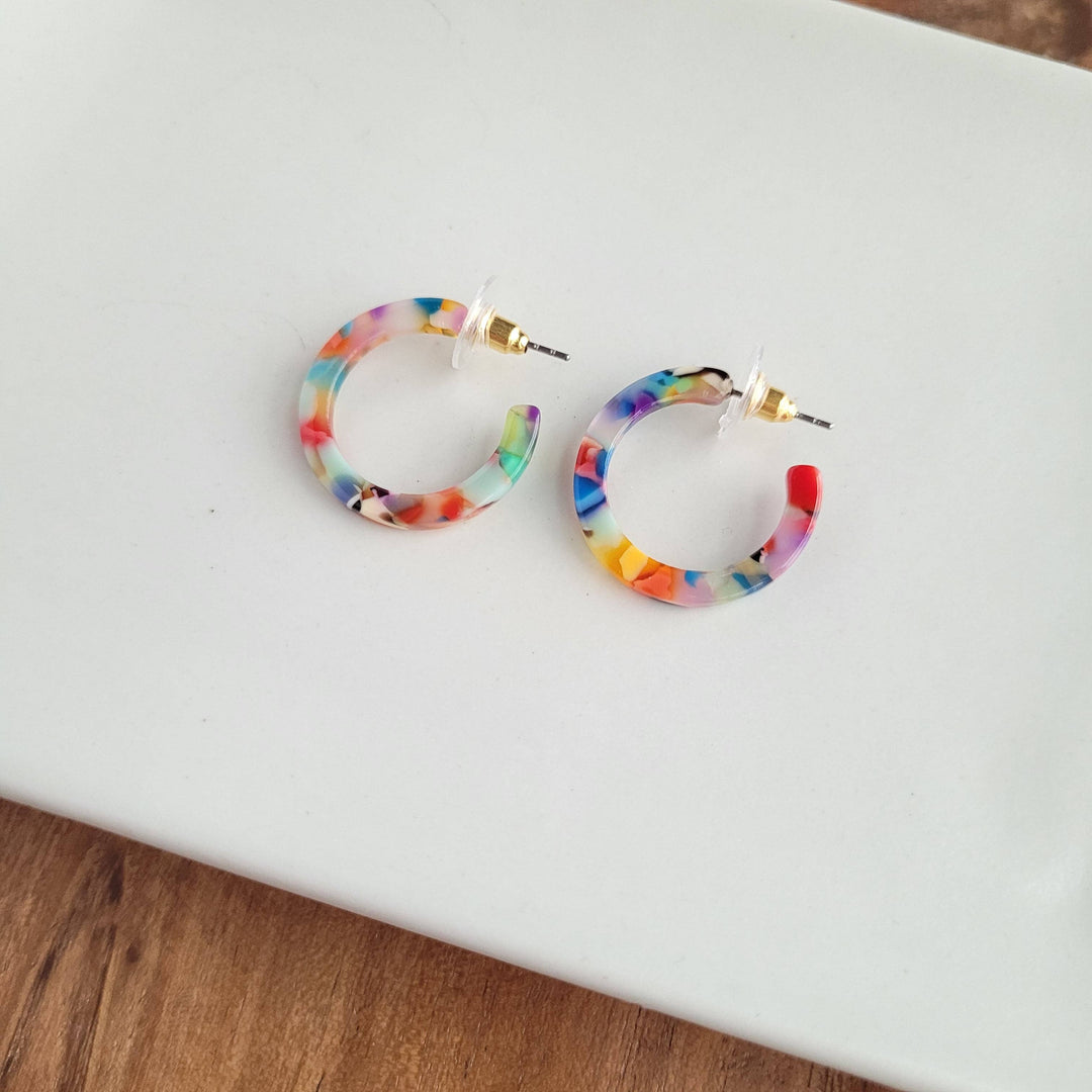 Cam Mini Hoops - Fiesta // Jewelry, Earrings, Best Seller, Gift SS524