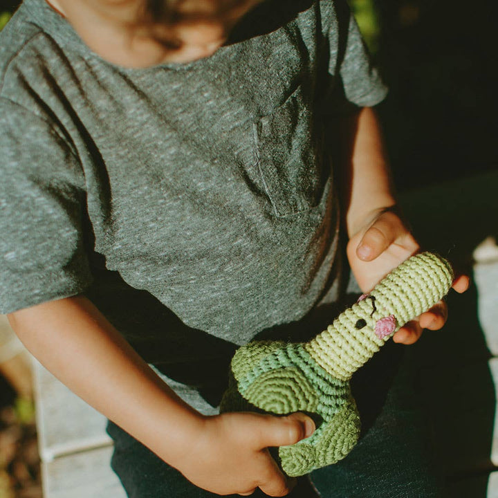 Handcrafted Happy Broccoli Baby Rattle – Organic Cotton Toy