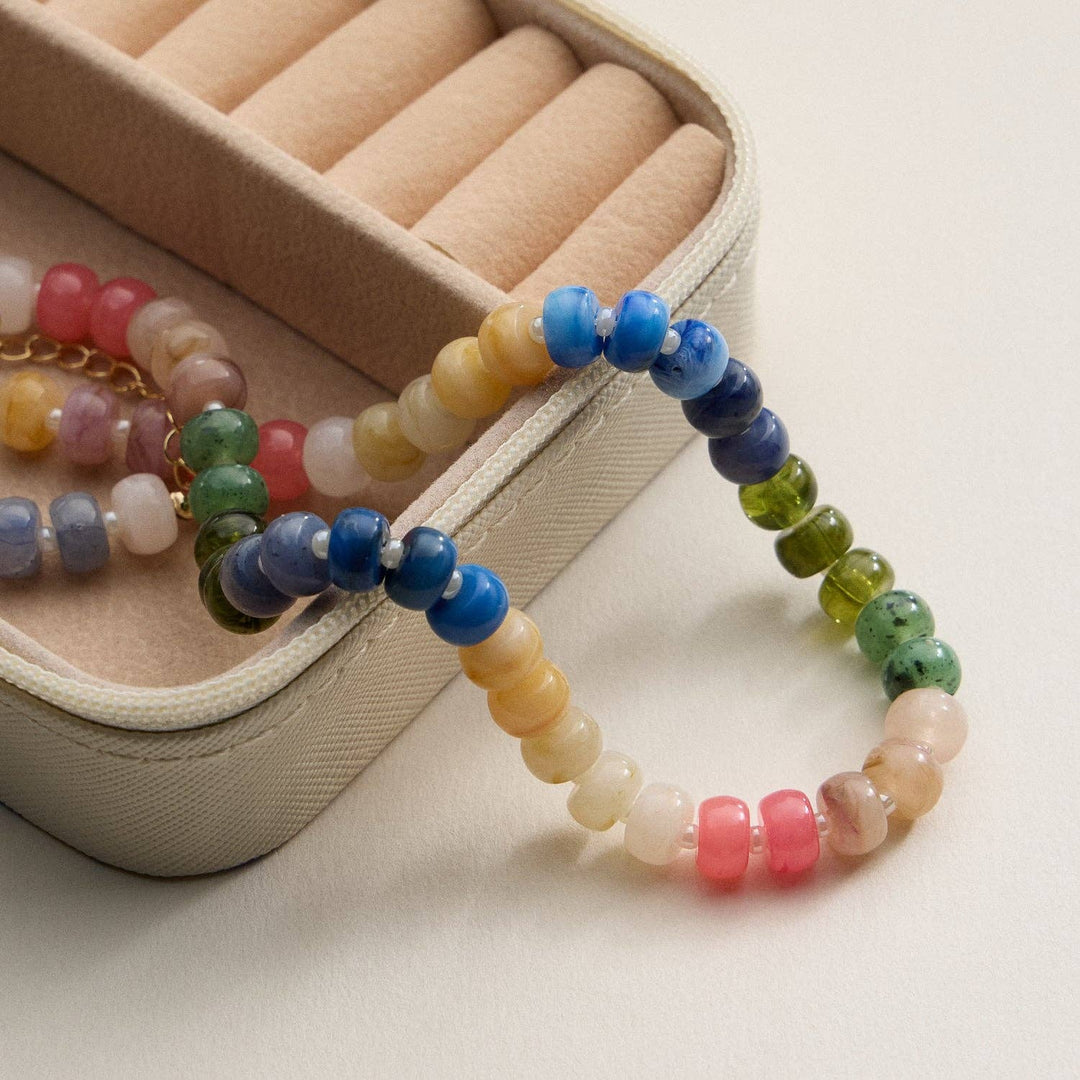Gradient Color Round Disc Beaded Necklace DMT