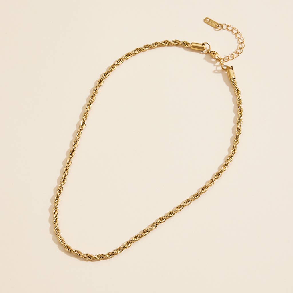 Gold-Dipped Twisted Chain | Stainless Steel Necklace FM923