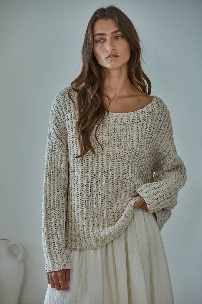 W2369 | Knit Sweater Cotton Polyester Oversized Top