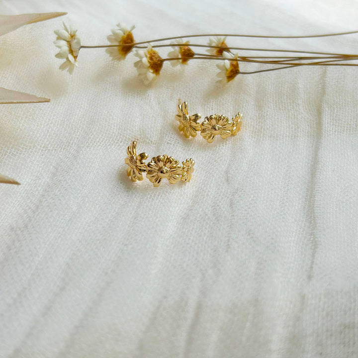 Gold Floral Hoop Earrings KT24