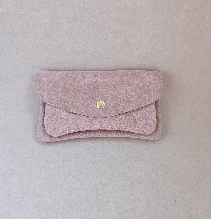 Suede-effect leather pouch - kangaroo: Watermelon